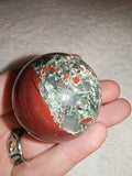 Bloodstone Sphere Natural African Heliotrope Jasper Crystal Ball Polished 79g
