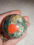 Bloodstone Sphere Natural African Heliotrope Jasper Crystal Ball Polished 79g