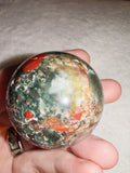 Bloodstone Sphere Natural African Heliotrope Jasper Crystal Ball Polished 79g