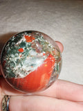 Bloodstone Sphere Natural African Heliotrope Jasper Crystal Ball Polished 79g