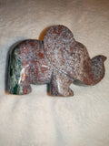 Moss Agate Elephant Carving Pink Red Green Crystal Animal Figurine 555g