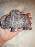 Moss Agate Elephant Carving Pink Red Green Crystal Animal Figurine 555g