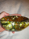 Green Opal Carved Bowl Large Natural Gemstone Dish Vessel Offering Bowl 840g