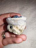 Blue Apatite Carved Frog Toad Figurine Natural Gemstone Animal Carving 55g