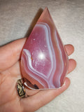 Pink Jelly Agate Flame Freeform Natural Banded Crystal Standing Display 74g