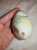 Green Flower Agate Heart Polished Crystal Blossom Chalcedony Carving 238g