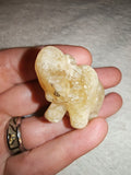 Yellow Calcite Elephant Carving Natural Honey Crystal Mineral Pocket Figurine