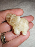 Yellow Calcite Elephant Carving Natural Honey Crystal Mineral Pocket Figurine