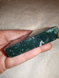 Moss Agate Mountain Carving 90g Standing Crystal Peak Crown Home Decor Specimen