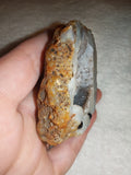 Carved Agate Geode Druzy Creature Figurine 99g Cute Face Quartz Crystal Slice