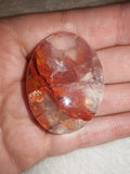 Natural Hematoid Quartz Palm Stone 34g Fire Quartz Red Hematite Oval Pebble