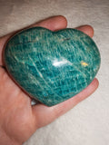 Natural Amazonite Crystal Heart 140g Deep Blue Green Feldspar Carving Polished