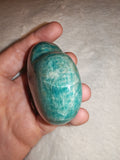 Natural Amazonite Crystal Heart 140g Deep Blue Green Feldspar Carving Polished