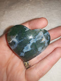 Natural Moss Agate Crystal Heart 67g Green Dendritic Quartz Carving Pebble