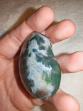 Natural Moss Agate Crystal Heart 67g Green Dendritic Quartz Carving Pebble
