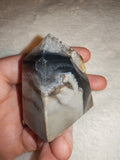 Natural Orca Agate Crystal Point 116g Grey White Banded Tower Quartz Druzy