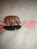Carved Rhodonite Crystal Hippo Figurine 88g Pink Black Stone Animal Statuette