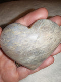 Natural Blue Flash Moonstone Heart Crystal Carving 106g Polished Palm Stone