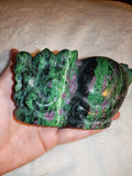 Ruby in Zoisite Dragon Carving 837g Anyolite Crystal Pixiu Figurine Specimen