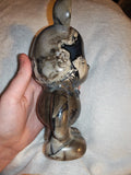 Dark Grey Agate Bear Figurine 1279g Orbicular Chalcedony Carving Specimen