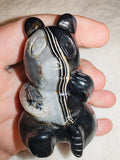 Banded Agate Panda Carving 129g Black White Sardonyx Crystal Animal Figurine