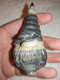 Banded Zebra Jasper Gnome Carving 112g Grey Cream Crystal Gonk Elf Figurine
