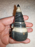 Banded Zebra Jasper Gnome Carving 112g Grey Cream Crystal Gonk Elf Figurine