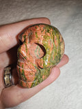 Unakite Skull Carving 92g Green Epidote Pink Feldspar Gemstone Crystal Figurine