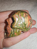 Unakite Skull Carving 92g Green Epidote Pink Feldspar Gemstone Crystal Figurine