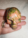 Unakite Skull Carving 92g Green Epidote Pink Feldspar Gemstone Crystal Figurine