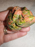 Unakite Skull Carving 92g Green Epidote Pink Feldspar Gemstone Crystal Figurine