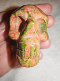 Unakite Skull Carving 92g Green Epidote Pink Feldspar Gemstone Crystal Figurine
