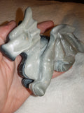 Yin Yang Bicolor Dragon Carving 382g Black White Marble Stone Crystal Figurine