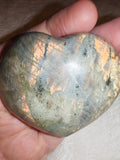 Labradorite Heart Carving 113g Orange Gold Flash Polished Crystal Gemstone