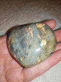 Labradorite Heart Carving 113g Orange Gold Flash Polished Crystal Gemstone