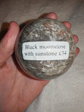 Black Moonstone with Sunstone Sphere 424g Natural Feldspar Crystal Ball # 73
