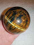 Golden Tiger's Eye & Blue Falcon's Eye Sphere 377g Chatoyant Crystal Ball # 69