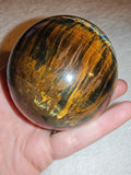 Golden Tiger's Eye & Blue Falcon's Eye Sphere 377g Chatoyant Crystal Ball # 69