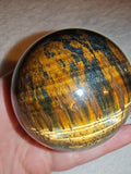 Golden Tiger's Eye & Blue Falcon's Eye Sphere 377g Chatoyant Crystal Ball # 69