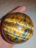 Golden Tiger's Eye & Blue Falcon's Eye Sphere 377g Chatoyant Crystal Ball # 69