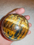 Golden Tiger's Eye & Blue Falcon's Eye Sphere 377g Chatoyant Crystal Ball # 69