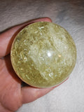 Golden Apatite Crystal Sphere Pale Yellow Quartz Orb Rainbow Flashes Polished # 77