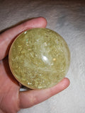 Golden Apatite Crystal Sphere Pale Yellow Quartz Orb Rainbow Flashes Polished # 77