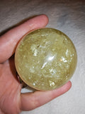 Golden Apatite Crystal Sphere Pale Yellow Quartz Orb Rainbow Flashes Polished # 77