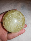 Golden Apatite Crystal Sphere Pale Yellow Quartz Orb Rainbow Flashes Polished # 77