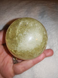 Golden Apatite Crystal Sphere Pale Yellow Quartz Orb Rainbow Flashes Polished # 77
