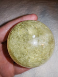 Golden Apatite Crystal Sphere Pale Yellow Quartz Orb Rainbow Flashes Polished # 77