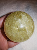 Golden Apatite Crystal Sphere Pale Yellow Quartz Orb Rainbow Flashes Polished # 77