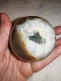 Natural Flower Agate Crystal Sphere Quartz Geode Druzy Pocket Polished Orb # 70