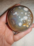 Natural Flower Agate Crystal Sphere Quartz Geode Druzy Pocket Polished Orb # 70